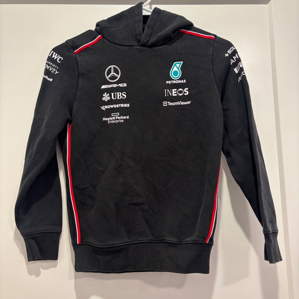 Mercedes-AMG Petronas F1 Team Kids Hoodie Black Tommy Hilfiger Size 140